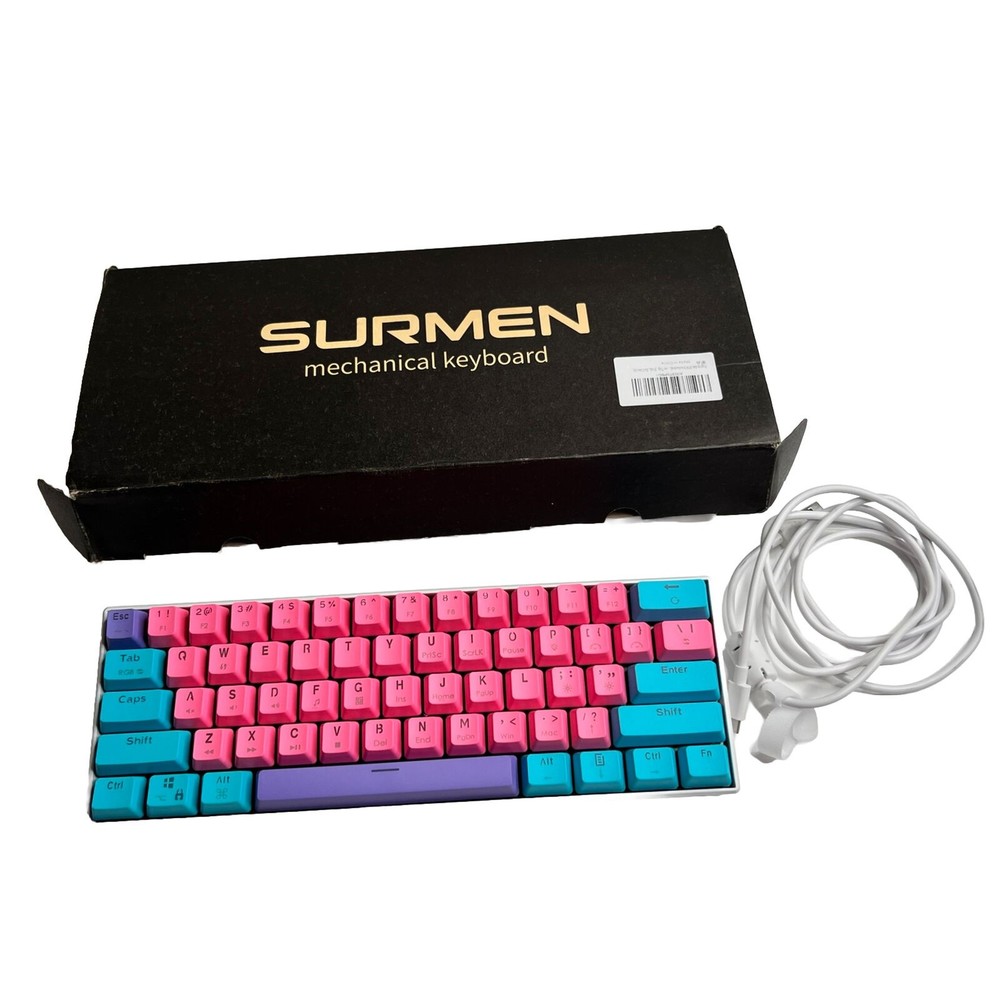 NEW SURMEN Wired Gaming Keyboard GS61 Case: White, Caps Key: Miami, Shaft: Blue